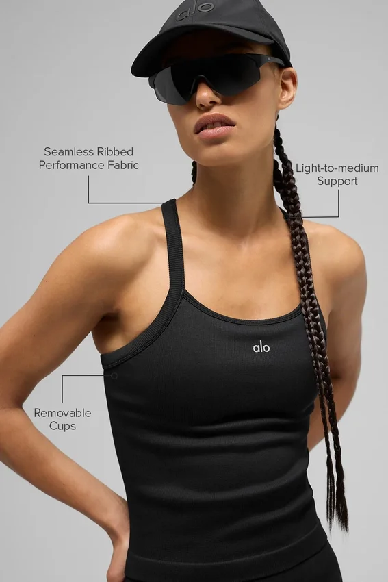 Seamless Ribbed Favorite Full Length Bra Linnen – Svart