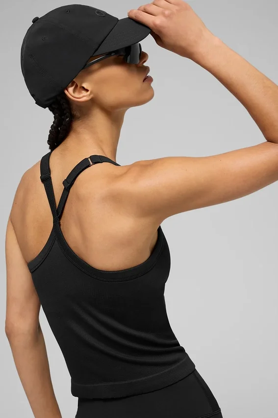 Seamless Ribbed Favorite Full Length Bra Linnen – Svart