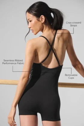 Seamless Ribbed Favorite Onesie – Svart