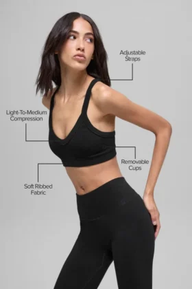 Seamless Two Tone Rib Bra – svart