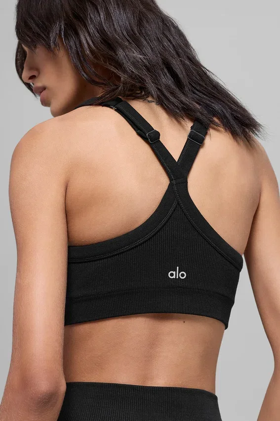 Seamless Two Tone Rib Bra – svart