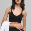Seamless Two Tone Rib Bra – svart