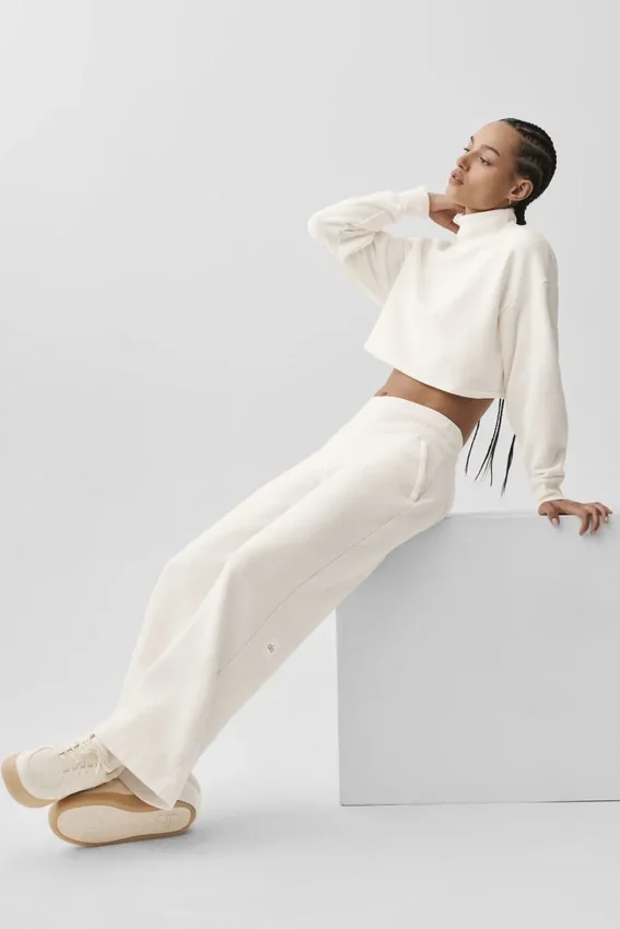 Serenity mjukisbyxor med vid ben – Ivory