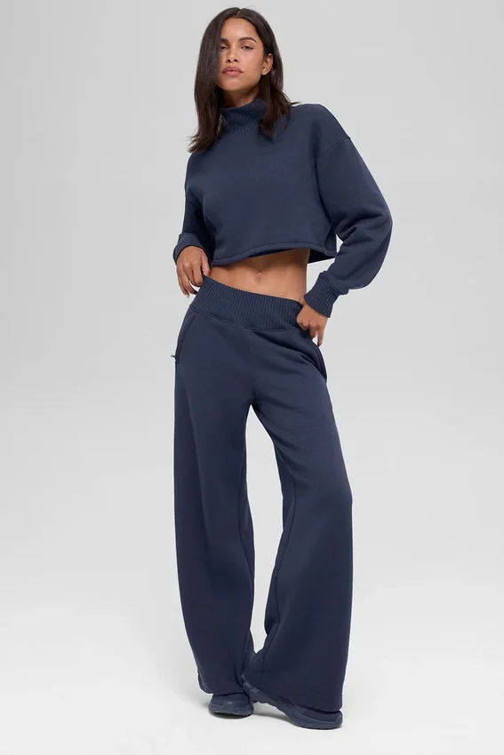 Serenity mjukisbyxor med vida ben – Navy