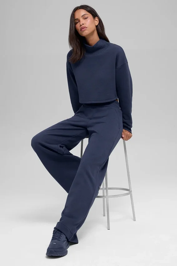 Serenity mjukisbyxor med vida ben – Navy