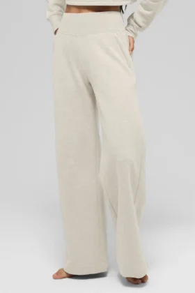 Serenity-mjukisbyxor med vida ben – Oatmeal Heather