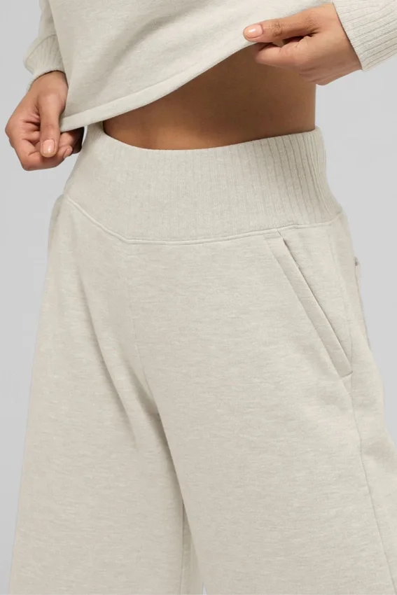 Serenity-mjukisbyxor med vida ben – Oatmeal Heather