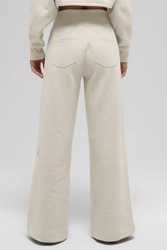 Serenity-mjukisbyxor med vida ben – Oatmeal Heather