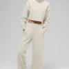 Serenity-mjukisbyxor med vida ben – Oatmeal Heather