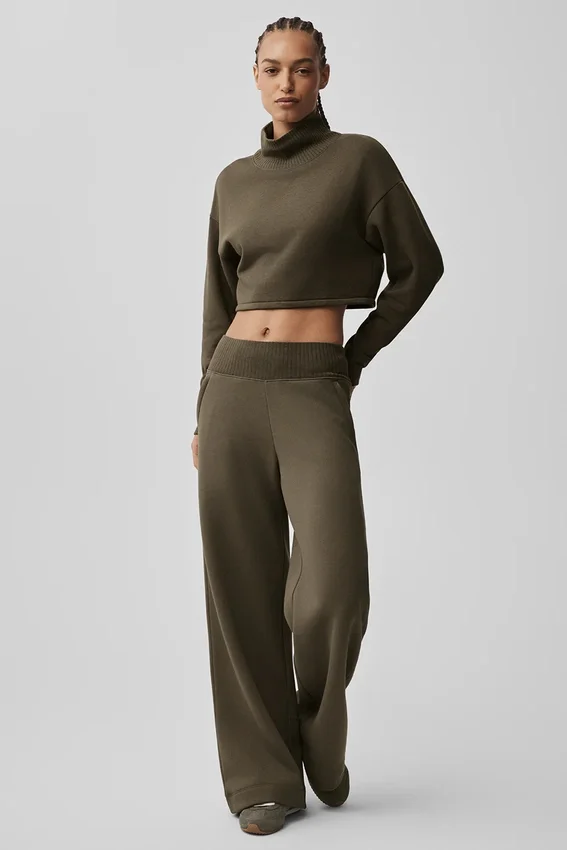 Serenity mjukisbyxor med vida ben – Olive Tree