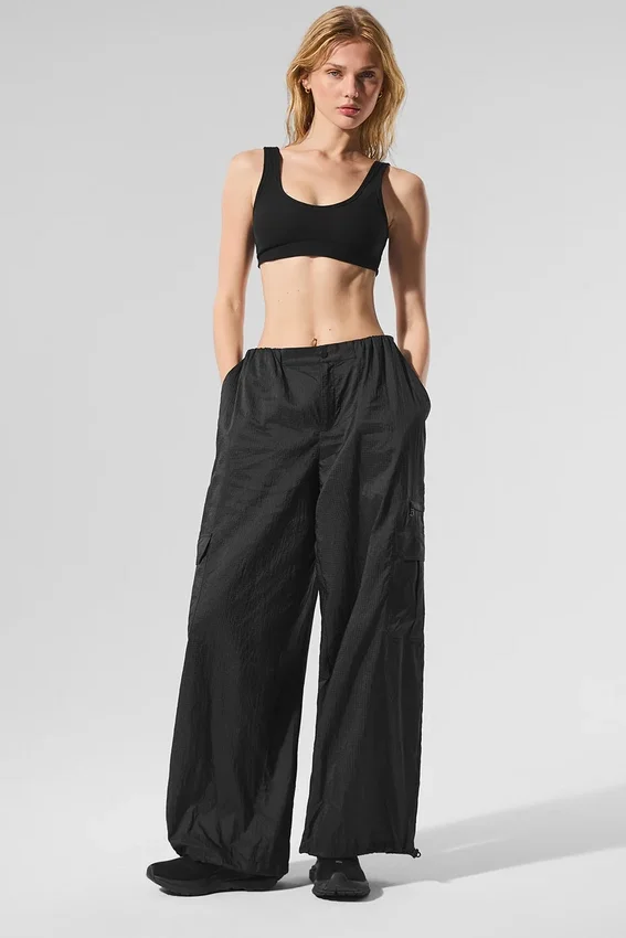 Sheer Game Time Leggings med vida ben – Svart
