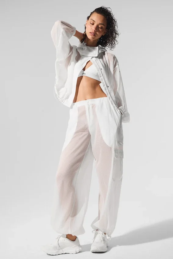 Sheer Game Time Wide Leg Leggings – Vit
