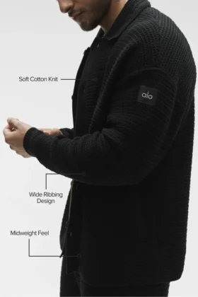 Shift Knit Button up Långärmat – Black