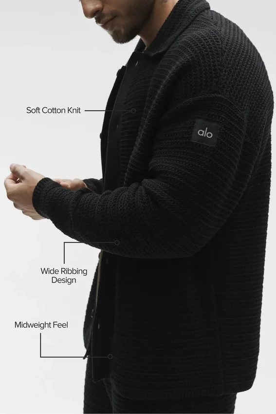 Shift Knit Button up Långärmat – Black