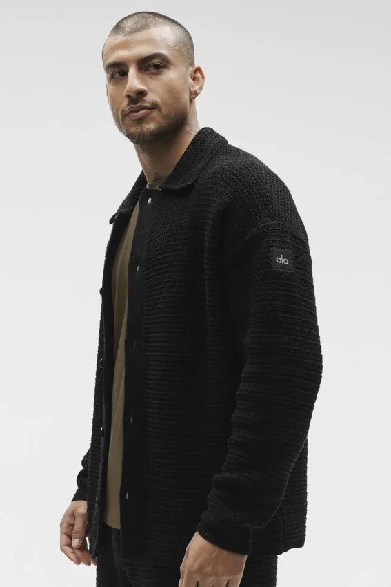 Shift Knit Button up Långärmat – Black