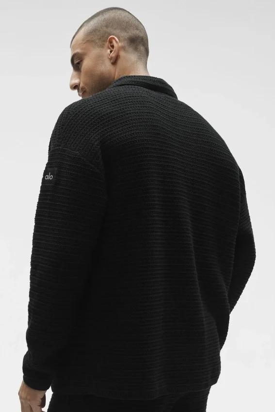 Shift Knit Button up Långärmat – Black
