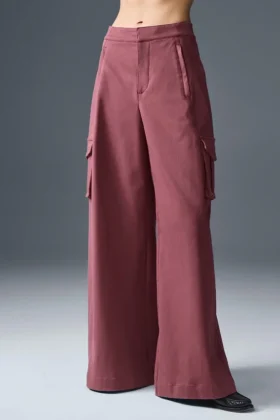 Show off Cargo-byxor med vida ben (långa) – Burgundy Truffle