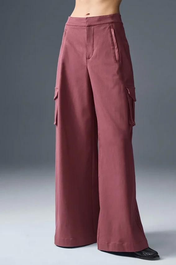 Show off Cargo-byxor med vida ben (långa) – Burgundy Truffle
