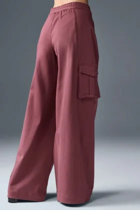 Show off Cargo-byxor med vida ben (långa) – Burgundy Truffle