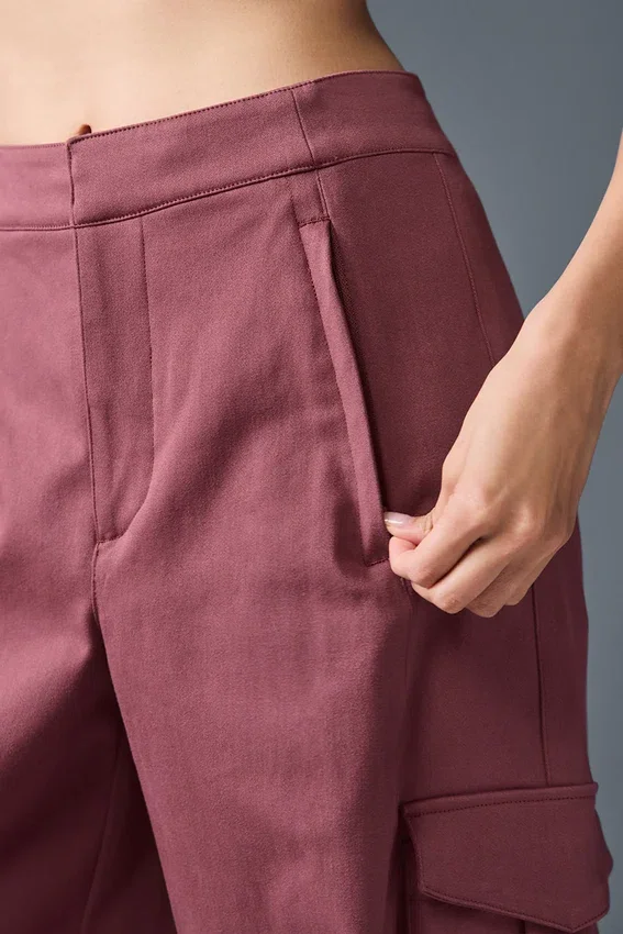 Show off Cargo-byxor med vida ben (långa) – Burgundy Truffle