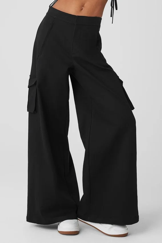 Show off Cargo Wide Leg Trouser (Long) – Svart