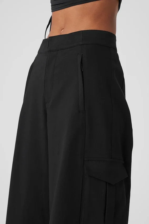 Show off Cargo Wide Leg Trouser (Long) – Svart