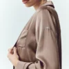 Silk Luminous Button up – Alpine Cocoa