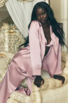 Silk Luminous Button up – rosa champagne