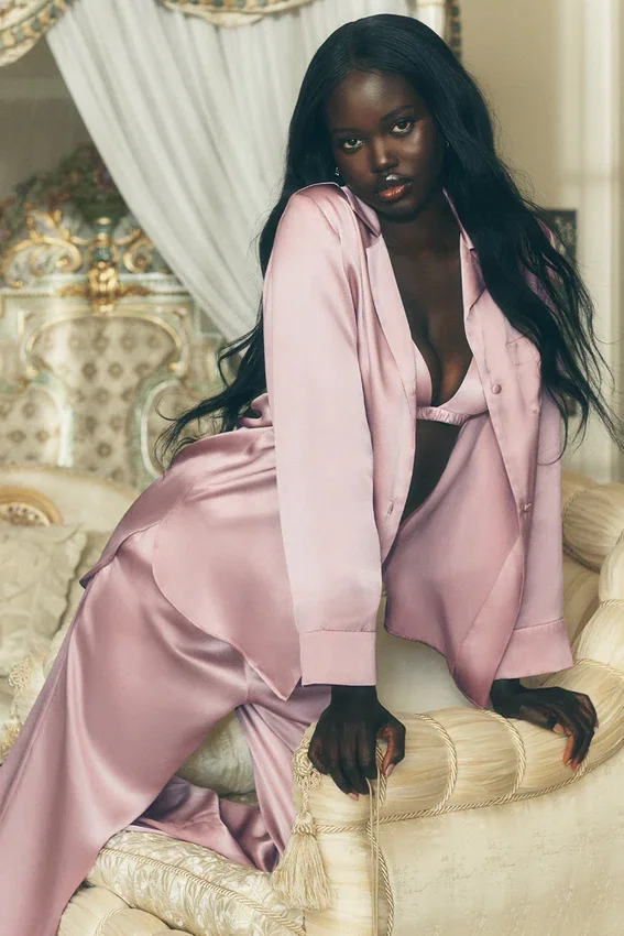 Silk Luminous Button up – rosa champagne