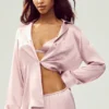Silk Luminous Button up – rosa champagne