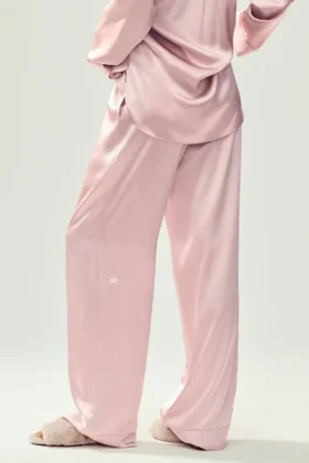 Silk Luminous Byxor (lång) – Pink Champagne