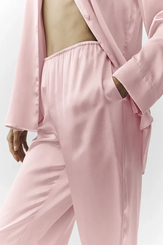 Silk Luminous Byxor (Regular) – Pink Champagne