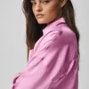 Silk Luminous kortärmad knappskjorta med långärmat designelement – Candy Heart Pink
