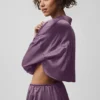 Silk Luminous kortärmad skjorta med knappar – Plum Kiss