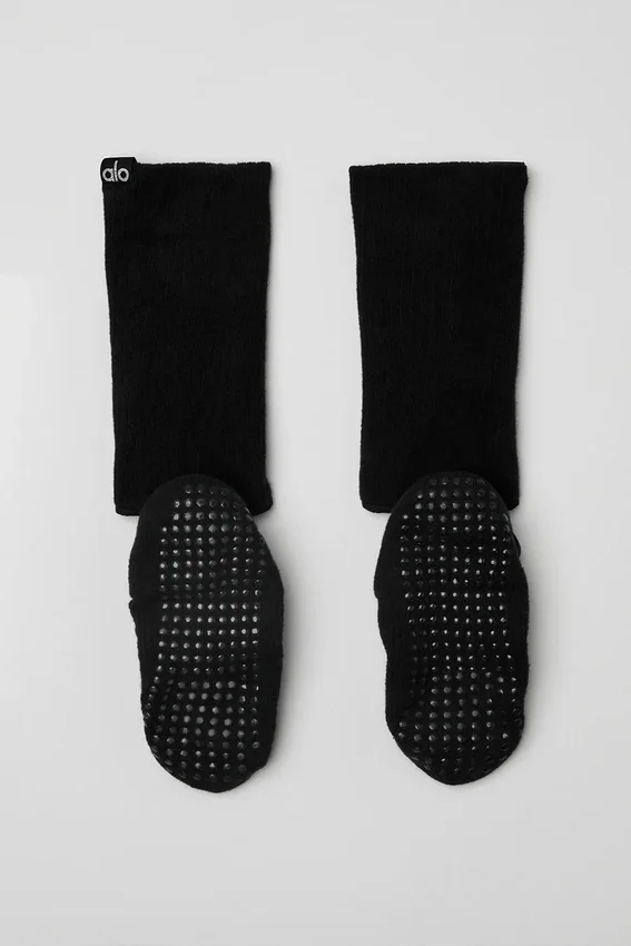 Siren Grip-strumpor med remmar för dam – Svart