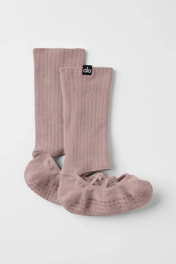 Siren Grip-strumpor med remmar för dam – Taupe