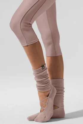 Siren Grip-strumpor med remmar för dam – Taupe