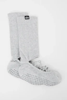 Siren Grip-strumpor med remmar för damer – Athletic Heather Grey