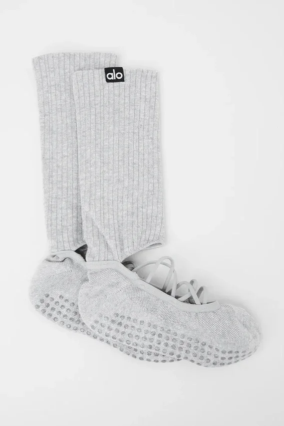 Siren Grip-strumpor med remmar för damer – Athletic Heather Grey