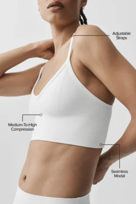 Sömlös modal-bralette med ribbad struktur – Delight – Vit