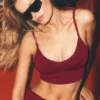 Sömlös modal-bralette med ribbad struktur – Summer Romance Red