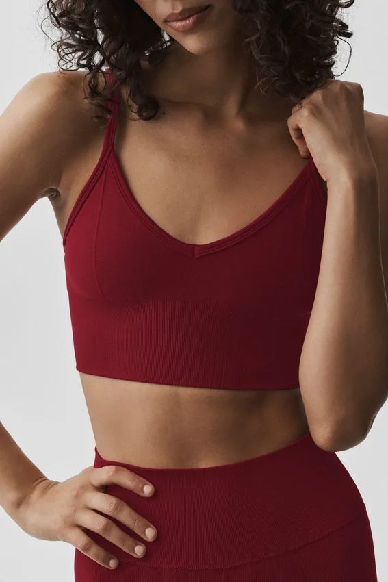 Sömlös modal-bralette med ribbad struktur – Summer Romance Red