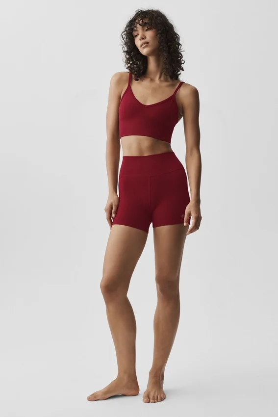 Sömlös modal-bralette med ribbad struktur – Summer Romance Red