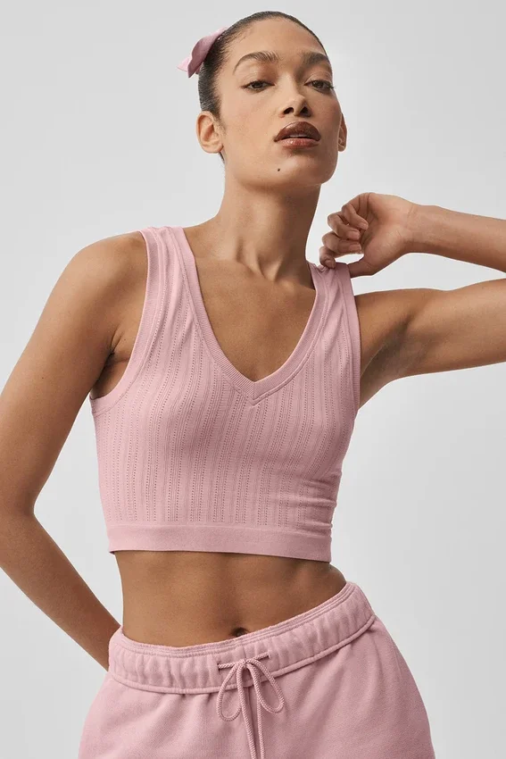 Sömlös Pointelle-linnen – Vintage Pink