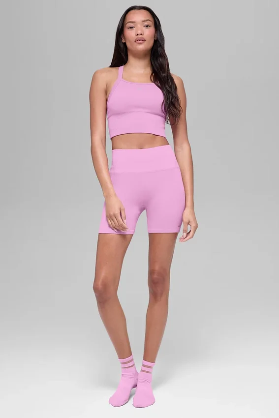 Sömlös ribbad favorit-BH-linnen – Candy Heart Pink