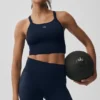 Sömlös ribbad Favorite-bh-topp – Navy