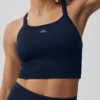 Sömlös ribbad Favorite-bh-topp – Navy