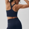 Sömlös ribbad Favorite-bh-topp – Navy