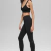 Sömlösa High-Waist-leggings med tvåfärgad ribbning – Svarta