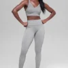 Sömlösa High-Waist ribbade leggings i två nyanser – Light Misty Grey Heather
